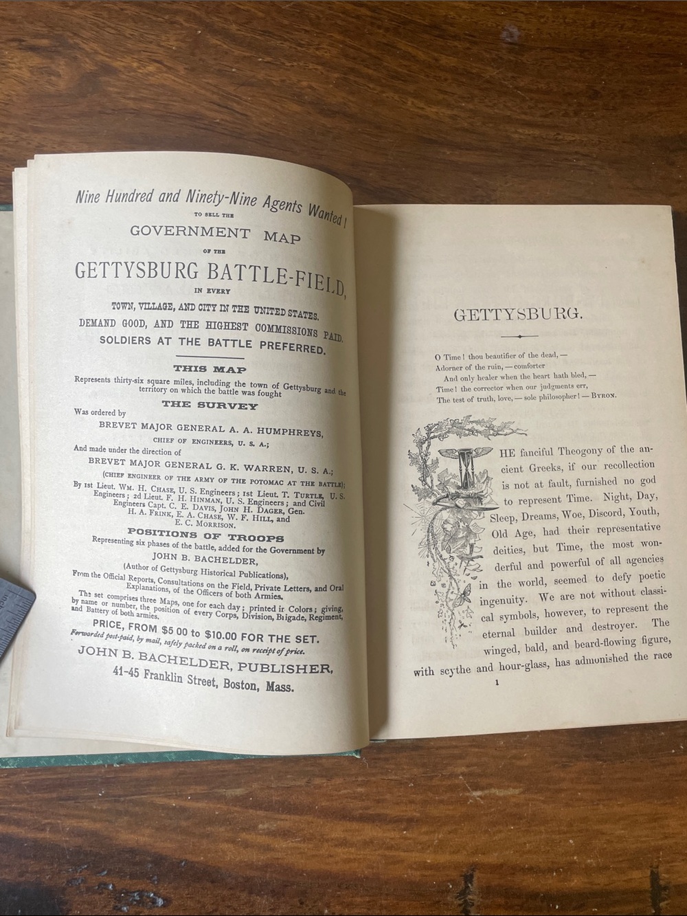Gettysburg 1878 Guide Book John Bachelder Green Cloth Hardcover Antique Vintage - Picture 7 of 16